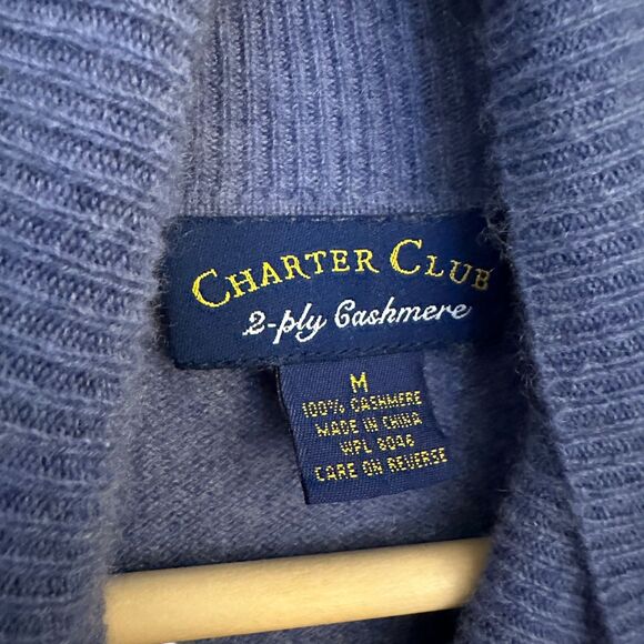 Charter Club Purple 2-Ply Cashmere Knit Turtleneck Sweater – Size M - Picture 4 of 6